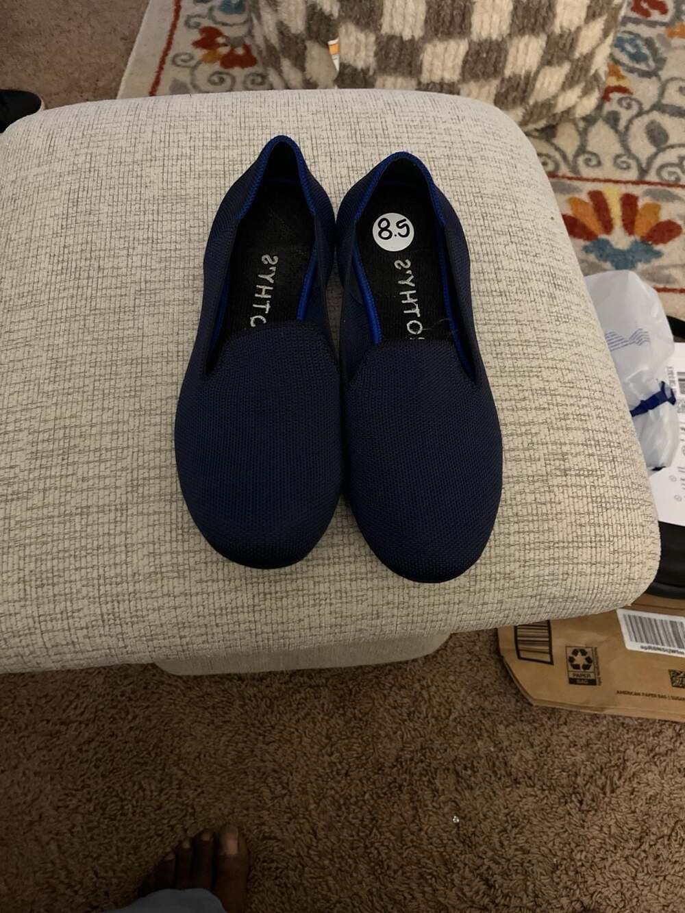 Rothy's The Loafer Navy Blue Knit Flats Size 8.5